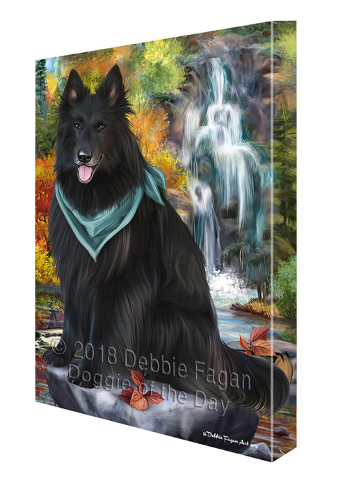 Scenic Waterfall Belgian Shepherd Dog Canvas Wall Art CVS62980