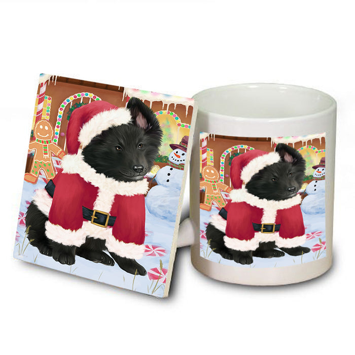 Christmas Gingerbread House Candyfest Belgian Shepherd Dog Mug and Coaster Set MUC56161