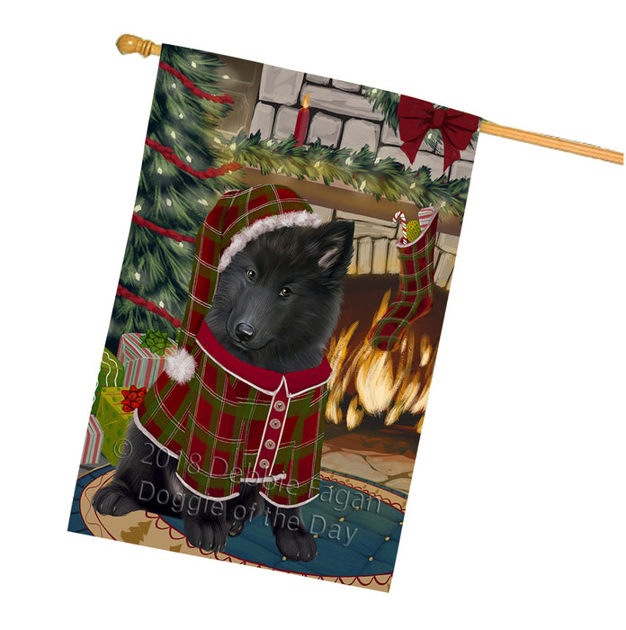 The Stocking was Hung Belgian Shepherd Dog House Flag FLG55625