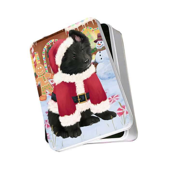 Christmas Gingerbread House Candyfest Belgian Shepherd Dog Photo Storage Tin PITN56088