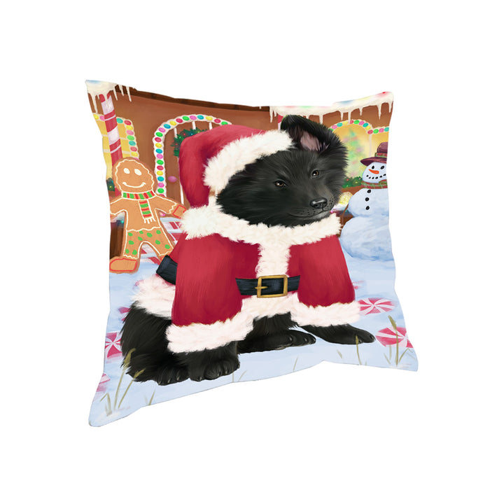 Christmas Gingerbread House Candyfest Belgian Shepherd Dog Pillow PIL78968
