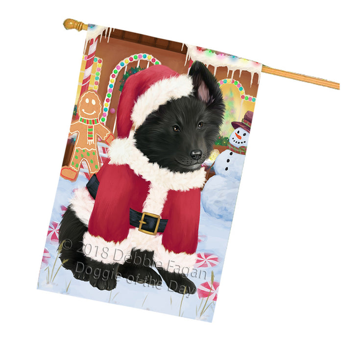Christmas Gingerbread House Candyfest Belgian Shepherd Dog House Flag FLG56853