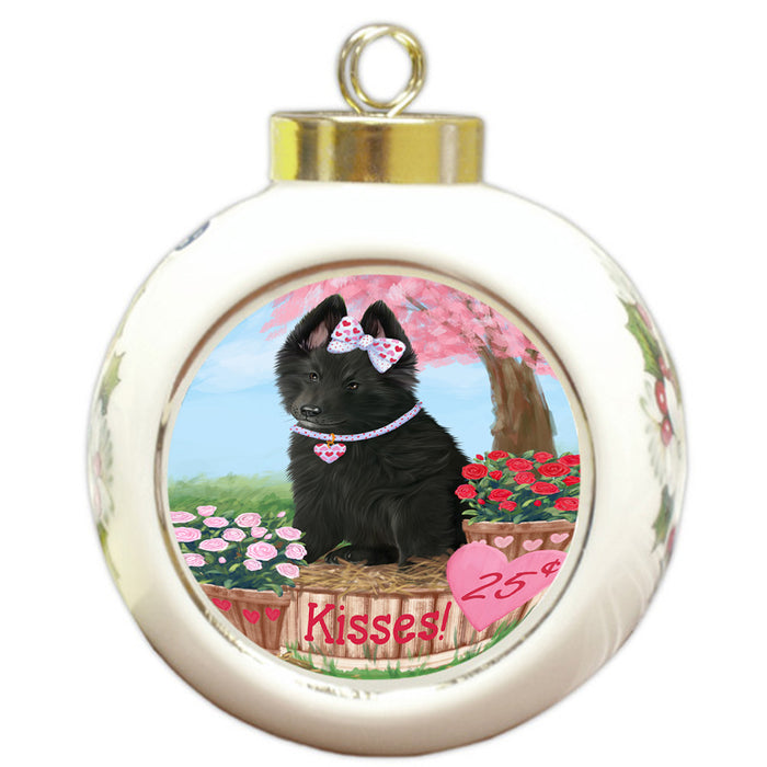 Rosie 25 Cent Kisses Belgian Shepherd Dog Round Ball Christmas Ornament RBPOR56168