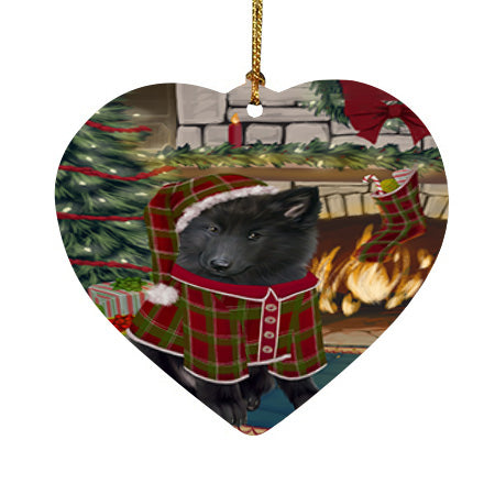 The Stocking was Hung Belgian Shepherd Dog Heart Christmas Ornament HPOR55552