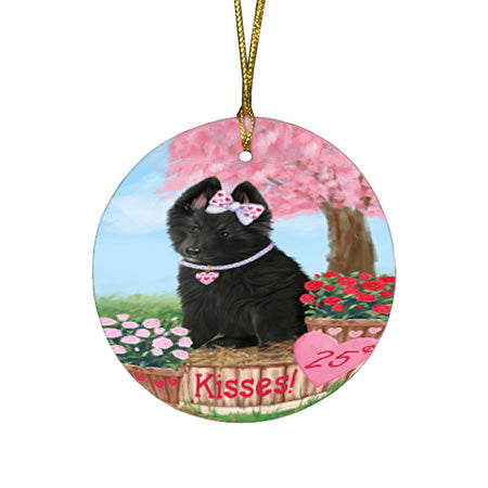 Rosie 25 Cent Kisses Belgian Shepherd Dog Round Flat Christmas Ornament RFPOR56168