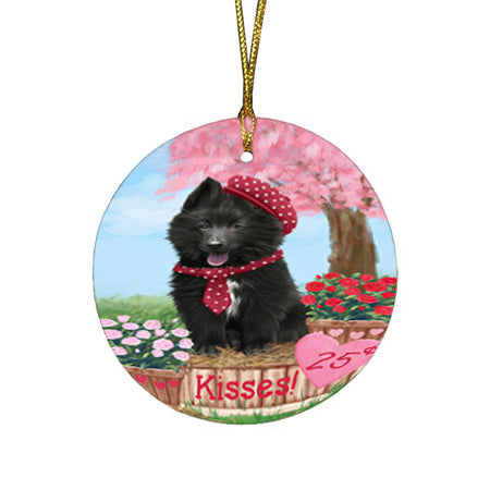 Rosie 25 Cent Kisses Belgian Shepherd Dog Round Flat Christmas Ornament RFPOR56169