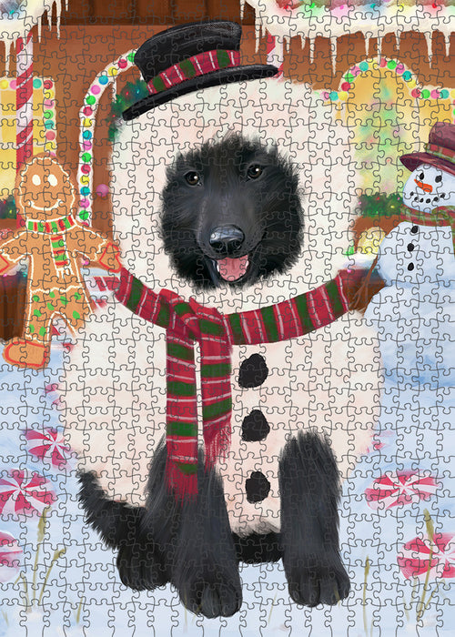 Christmas Gingerbread House Candyfest Belgian Shepherd Dog Puzzle with Photo Tin PUZL92880