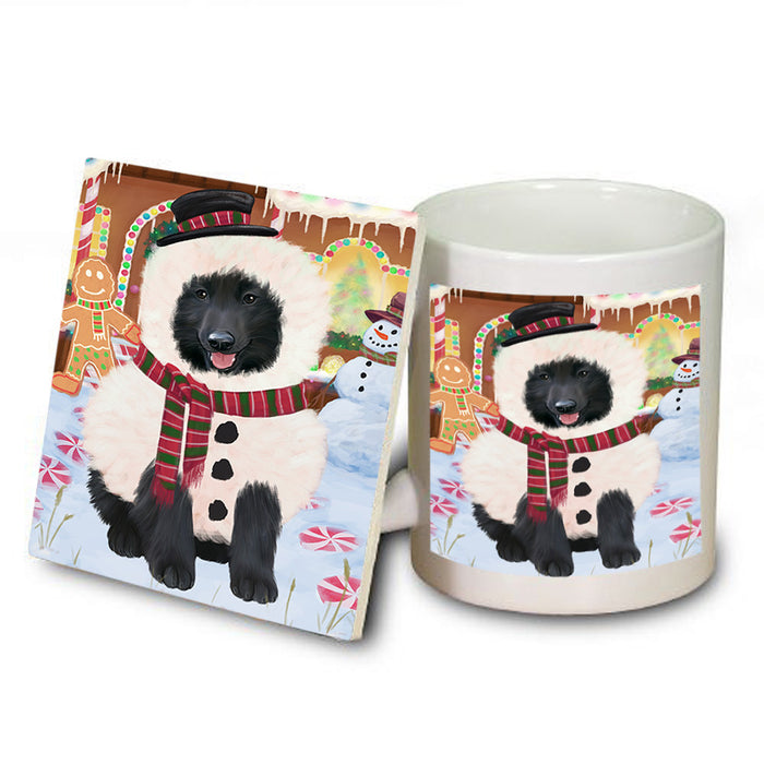 Christmas Gingerbread House Candyfest Belgian Shepherd Dog Mug and Coaster Set MUC56162