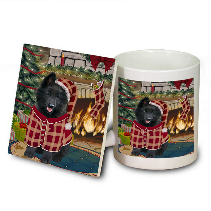 The Stocking was Hung Belgian Shepherd Dog Mug and Coaster Set MUC55190