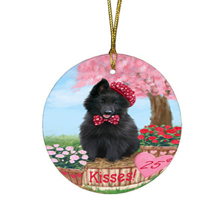 Rosie 25 Cent Kisses Belgian Shepherd Dog Round Flat Christmas Ornament RFPOR56170