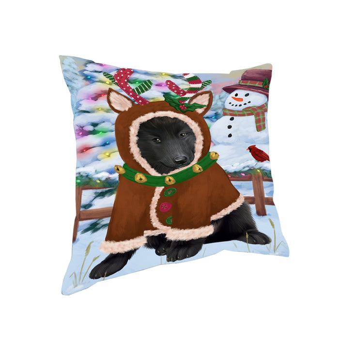 Christmas Gingerbread House Candyfest Belgian Shepherd Dog Pillow PIL78976