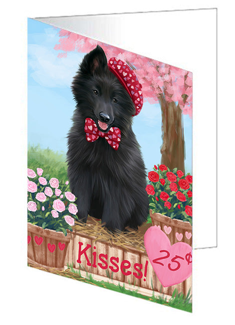 Rosie 25 Cent Kisses Belgian Shepherd Dog Handmade Artwork Assorted Pets Greeting Cards and Note Cards with Envelopes for All Occasions and Holiday Seasons GCD71957