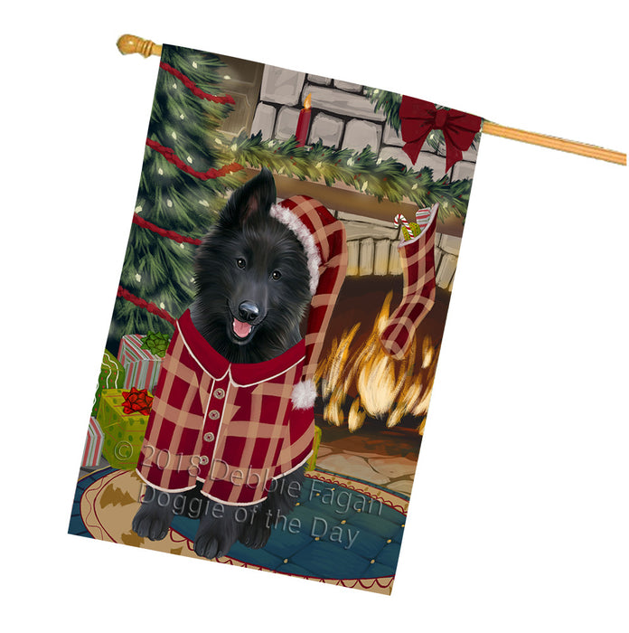 The Stocking was Hung Belgian Shepherd Dog House Flag FLG55627