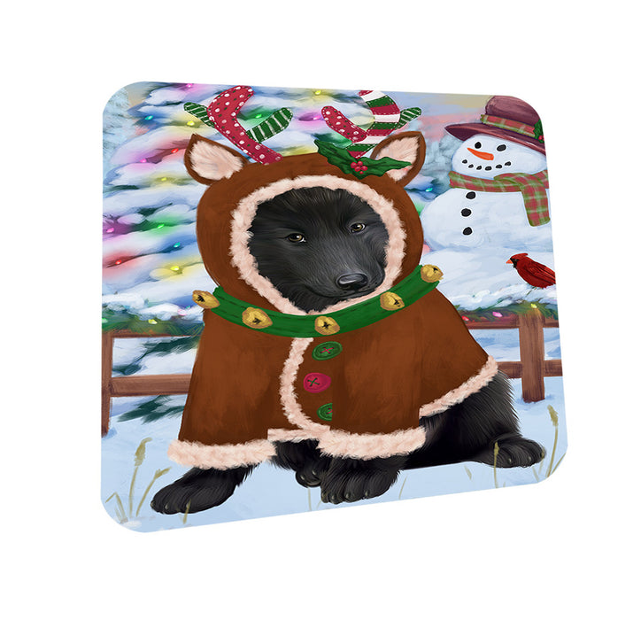 Christmas Gingerbread House Candyfest Belgian Shepherd Dog Coasters Set of 4 CST56129