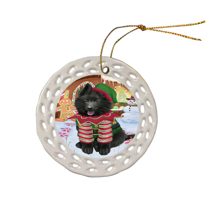Christmas Gingerbread House Candyfest Belgian Shepherd Dog Ceramic Doily Ornament DPOR56528