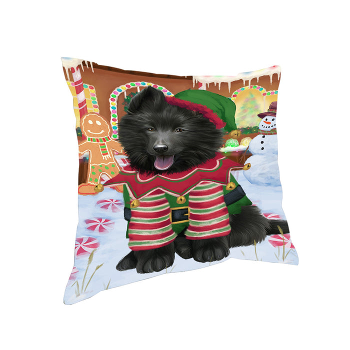 Christmas Gingerbread House Candyfest Belgian Shepherd Dog Pillow PIL78980