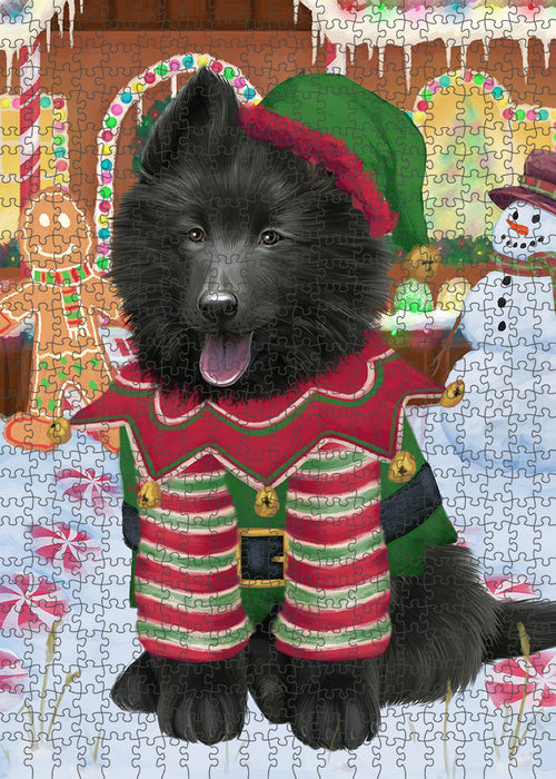 Christmas Gingerbread House Candyfest Belgian Shepherd Dog Puzzle with Photo Tin PUZL92888