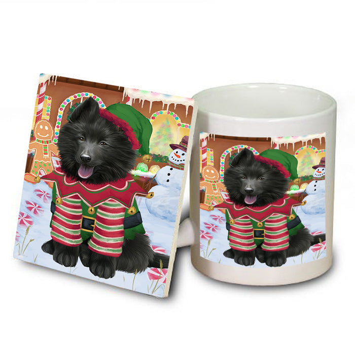 Christmas Gingerbread House Candyfest Belgian Shepherd Dog Mug and Coaster Set MUC56164