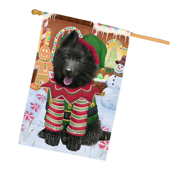 Christmas Gingerbread House Candyfest Belgian Shepherd Dog House Flag FLG56856
