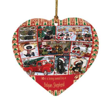 Love is Being Owned Christmas Belgian Shepherd Dogs Heart Christmas Ornament HPOR57824