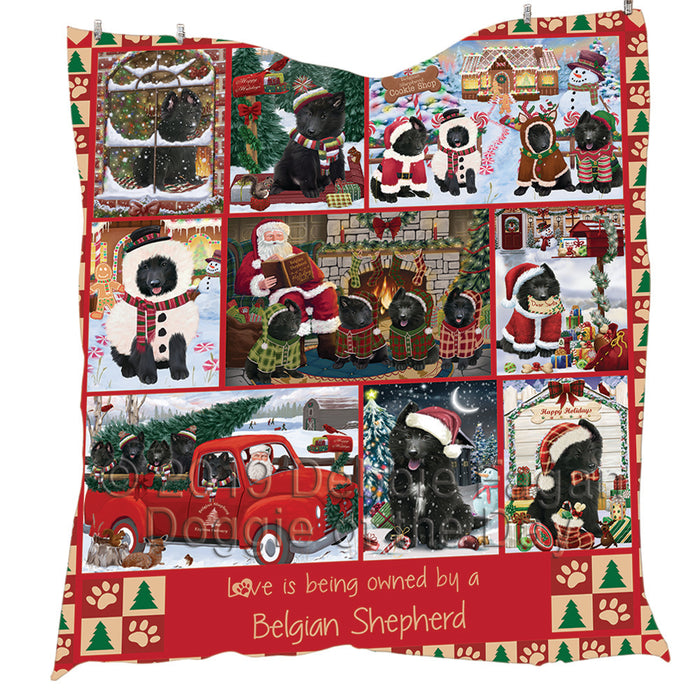 Love is Being Owned Christmas Belgian Shepherd Dogs Quilt