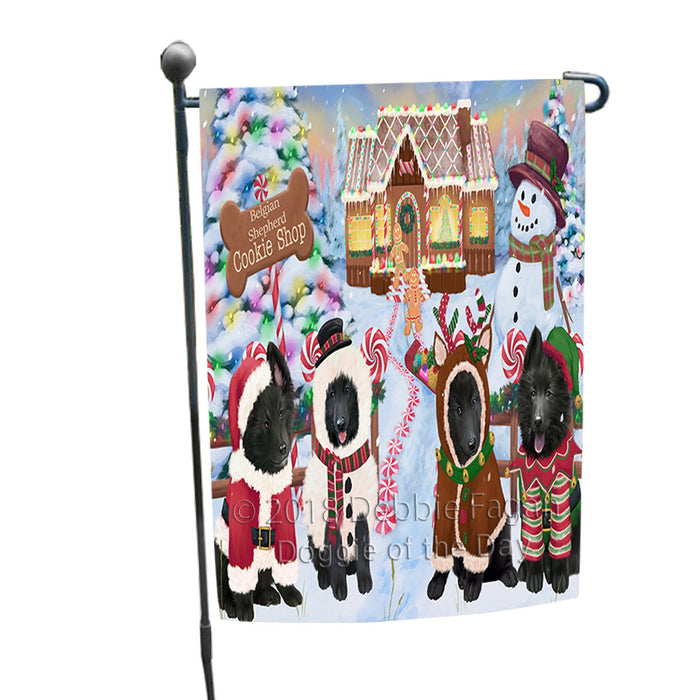 Holiday Gingerbread Cookie Shop Belgian Shepherds Dog Garden Flag GFLG56651