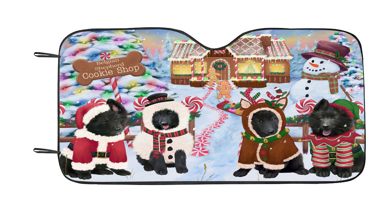 Holiday Gingerbread Cookie Belgian Shepherd Dogs Car Sun Shade