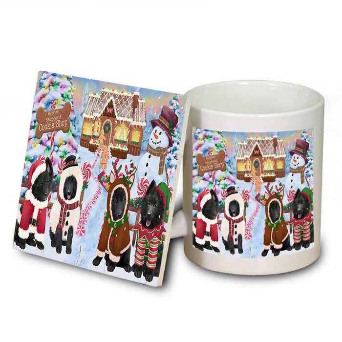 Holiday Gingerbread Cookie Shop Belgian Shepherds Dog Mug and Coaster Set MUC56095