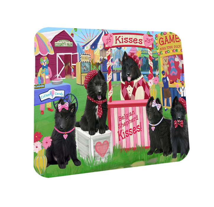 Carnival Kissing Booth Belgian Shepherds Dog Coasters Set of 4 CST55739