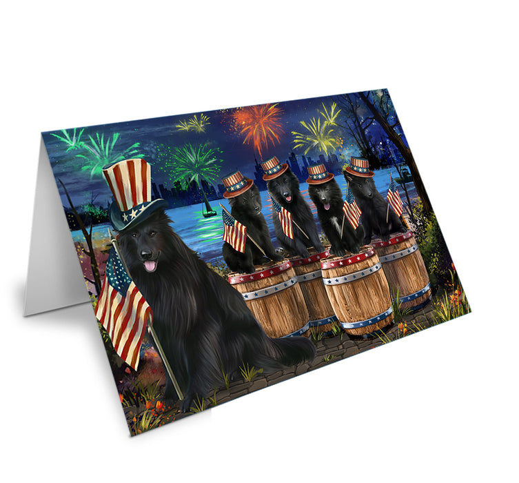 4th of July Independence Day Fireworks Belgian Shepherds at the Lake Handmade Artwork Assorted Pets Greeting Cards and Note Cards with Envelopes for All Occasions and Holiday Seasons GCD57065