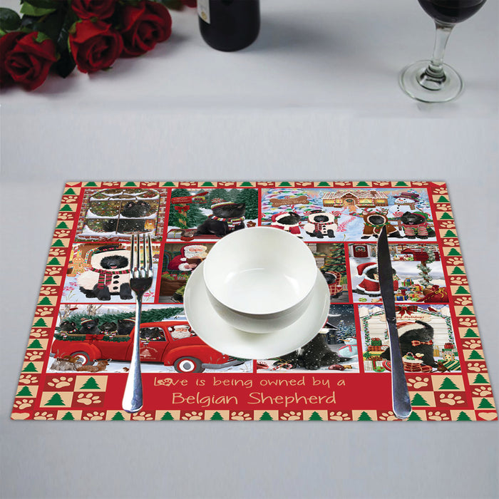 Love is Being Owned Christmas Belgian Shepherd Dogs Placemat