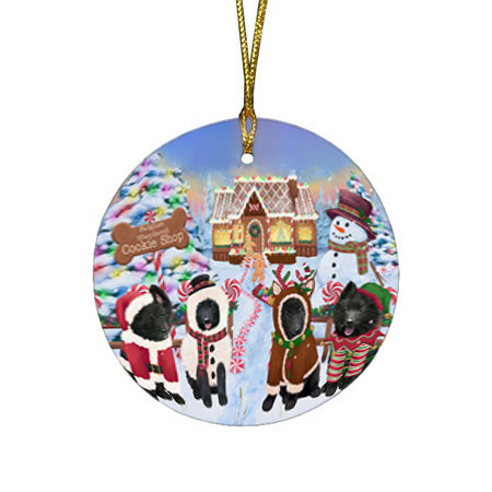 Holiday Gingerbread Cookie Shop Belgian Shepherds Dog Round Flat Christmas Ornament RFPOR56459