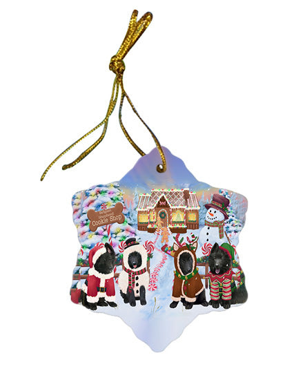Holiday Gingerbread Cookie Shop Belgian Shepherds Dog Star Porcelain Ornament SPOR56459