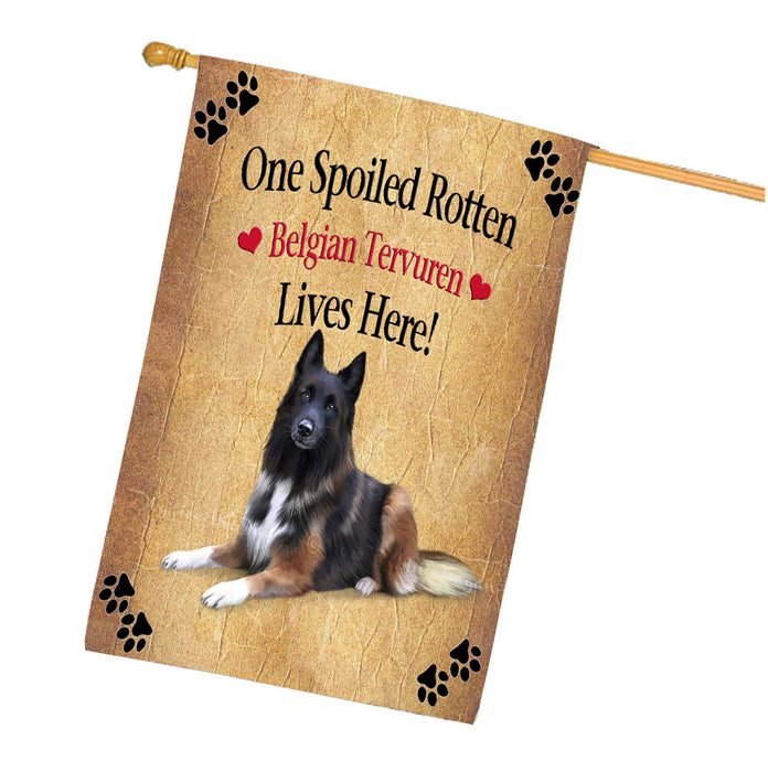 Spoiled Rotten Belgian Tervuren Dog House Flag Outdoor Decorative Double Sided Pet Portrait Weather Resistant Premium Quality Animal Printed Home Decorative Flags 100% Polyester FLG68179