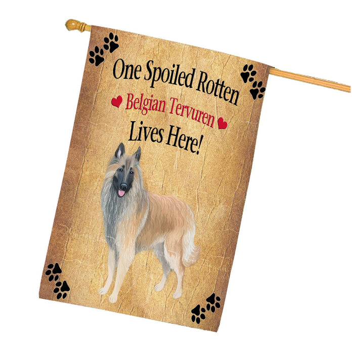 Spoiled Rotten Belgian Tervuren Dog House Flag Outdoor Decorative Double Sided Pet Portrait Weather Resistant Premium Quality Animal Printed Home Decorative Flags 100% Polyester FLG68178