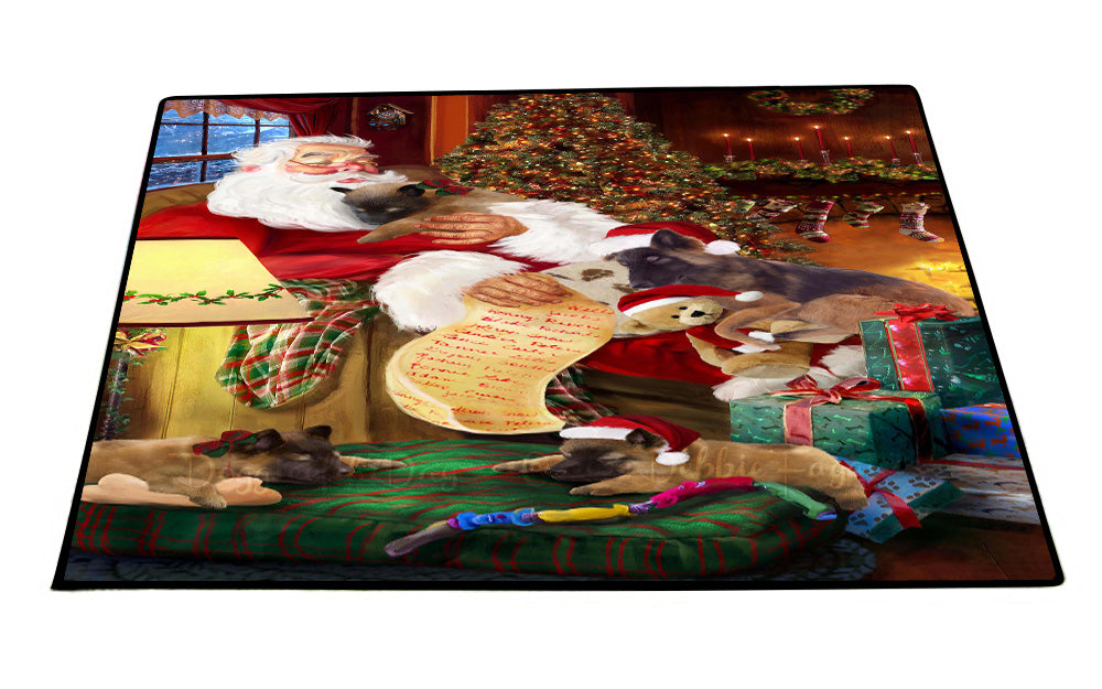 Santa Sleeping with Belgian Tervuren Dogs Floor Mat- Anti-Slip Pet Door Mat Indoor Outdoor Front Rug Mats for Home Outside Entrance Pets Portrait Unique Rug Washable Premium Quality Mat