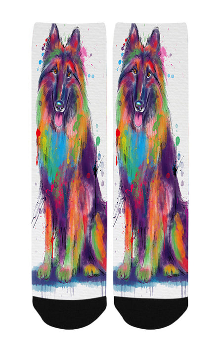 Watercolor Belgian Tervuren Dog Women's Casual Socks