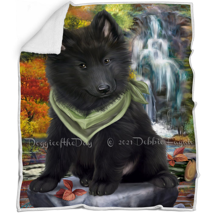 Scenic Waterfall Belgian Shepherd Dog Blanket BLNKT62823