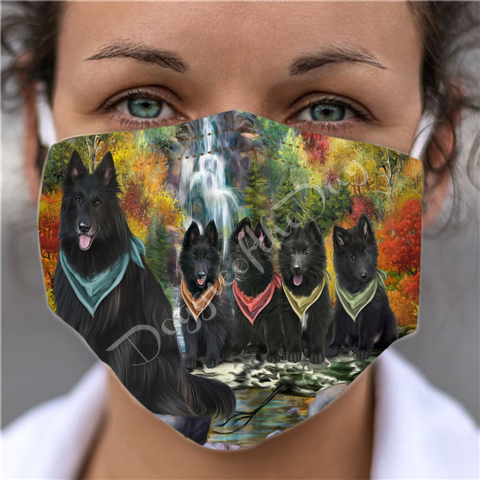 Scenic Waterfall Belgian Shepherd Dogs Face Mask FM49271