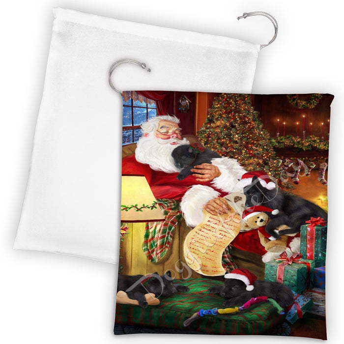 Santa Sleeping with Belgian Shepherd Dogs Drawstring Laundry or Gift Bag LGB48773