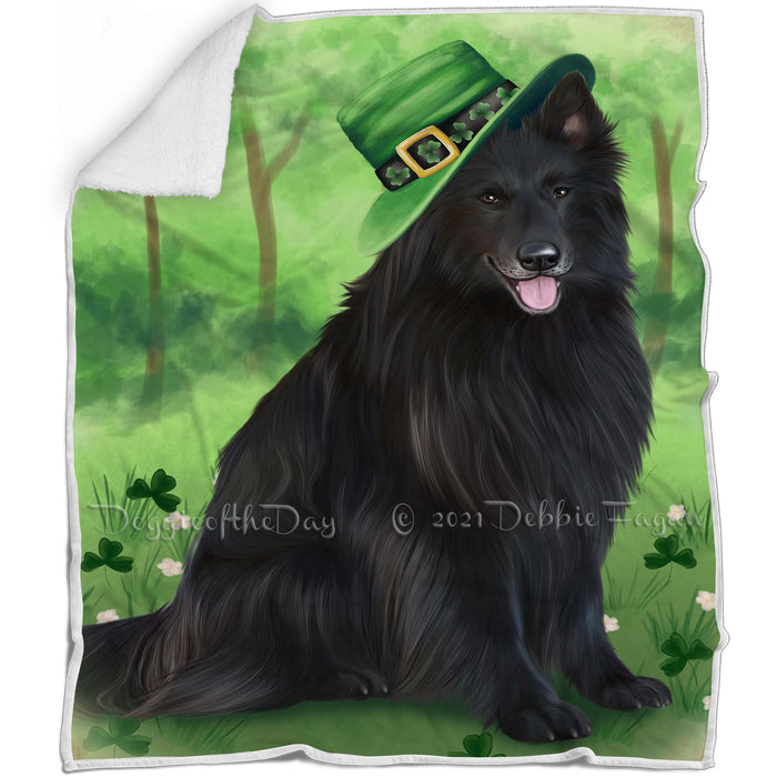 St. Patricks Day Irish Portrait Belgian Shepherd Dog Blanket BLNKT58323