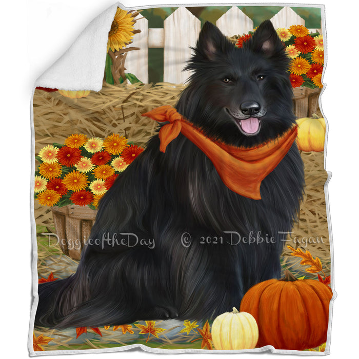 Fall Autumn Greeting Belgian Shepherd Dog with Pumpkins Blanket BLNKT72228