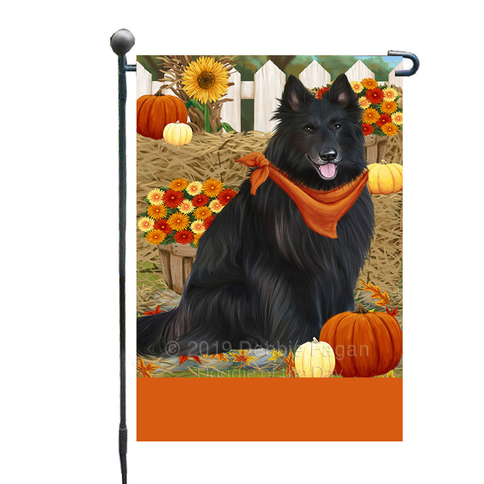 Personalized Fall Autumn Greeting Belgian Shepherd Dog with Pumpkins Custom Garden Flags GFLG-DOTD-A61796