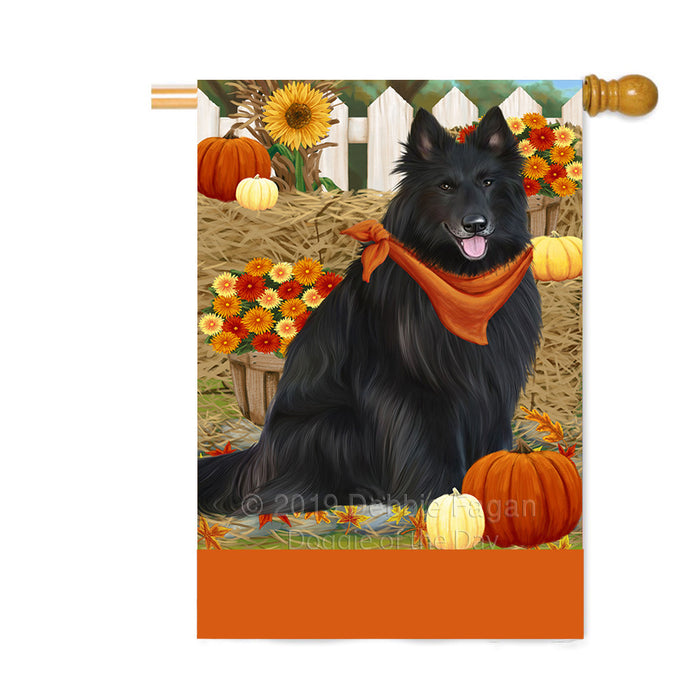 Personalized Fall Autumn Greeting Belgian Shepherd Dog with Pumpkins Custom House Flag FLG-DOTD-A61852