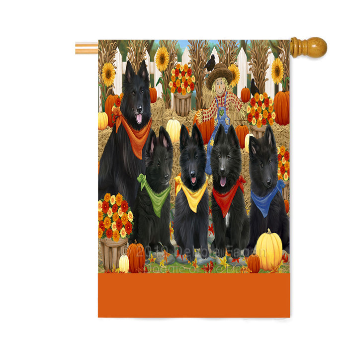 Personalized Fall Festive Gathering Belgian Shepherd Dogs with Pumpkins Custom House Flag FLG-DOTD-A61853