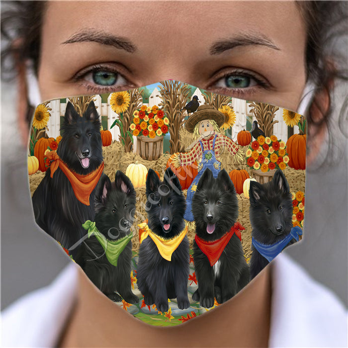 Fall Festive Harvest Time Gathering  Belgian Shepherd Dogs Face Mask FM48507