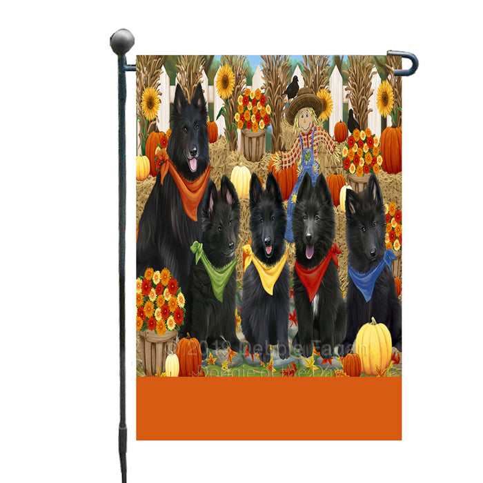 Personalized Fall Festive Gathering Belgian Shepherd Dogs with Pumpkins Custom Garden Flags GFLG-DOTD-A61797