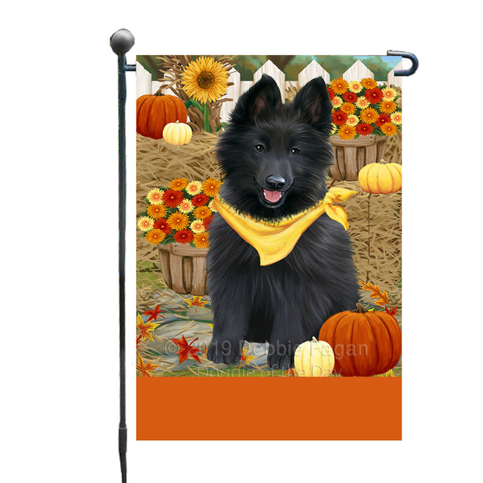 Personalized Fall Autumn Greeting Belgian Shepherd Dog with Pumpkins Custom Garden Flags GFLG-DOTD-A61798