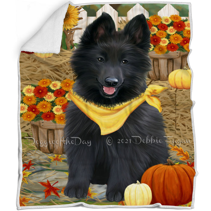 Fall Autumn Greeting Belgian Shepherd Dog with Pumpkins Blanket BLNKT72237