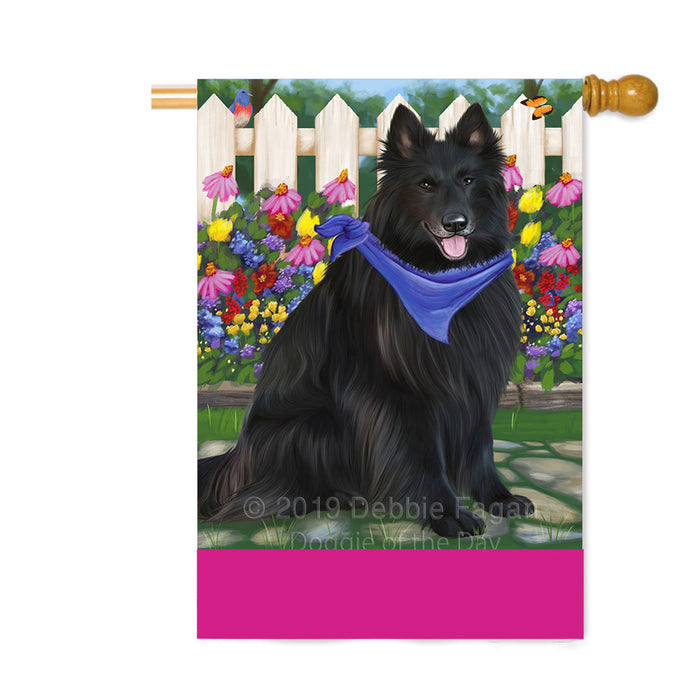 Personalized Spring Floral Belgian Shepherd Dog Custom House Flag FLG-DOTD-A62795